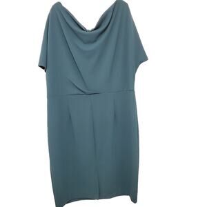 ALEXIA ADMOR Olivia Off-shoulder Drape  Dress Teal Size 3x